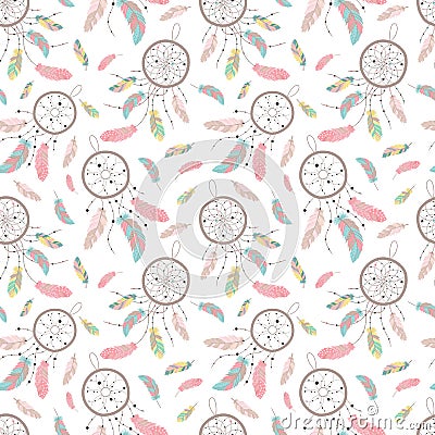 Seamless boho pattern. Vector image on national American motifs. Stock Photo