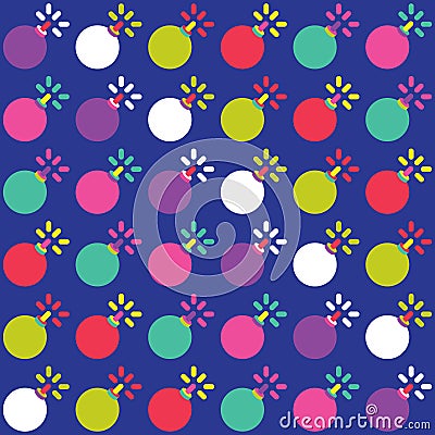 Seamless bomb pattern icon colorful Vector Illustration