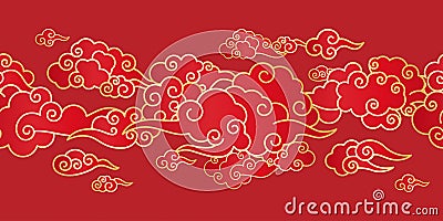 Seamless border with Chinese clouds Vector Illustration