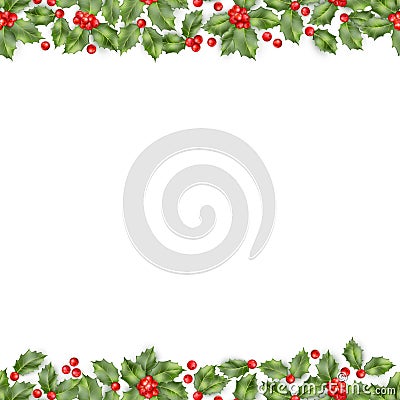 Seamless border from Christmas holly berry. EPS 10 vector Vector Illustration