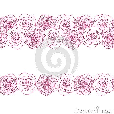 Seamless border made of rose flower Vector Illustration
