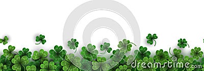 Seamless border with shamrock leaves. Saint Patrick seamless banner with clover Vector Illustration