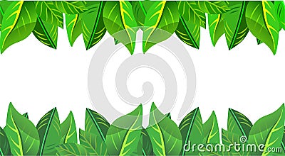 Seamless border of summer and spring leaves Vector Illustration