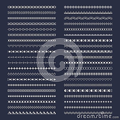 Seamless borders. Line graphical elements horizontal simple rope dividers bars recent vector flat template Vector Illustration