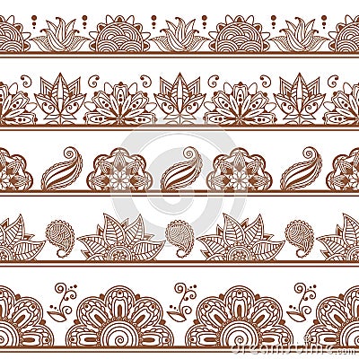 Seamless borders or patterns in indian style with Vector Illustration