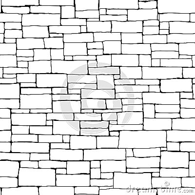 Seamless brick wall background (drawn with ink). Vector Illustration