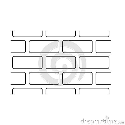 Seamless brick wall pattern, outlined, black isolated on white background, vector illustration. Vector Illustration