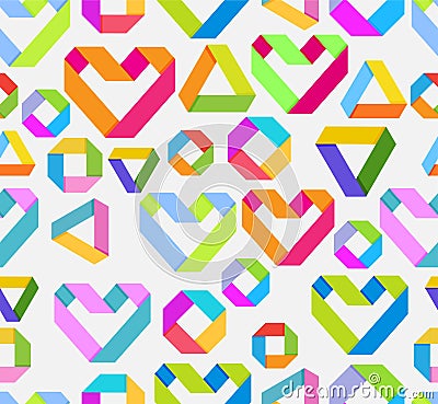 Seamless bright background with paper heart Vector Illustration