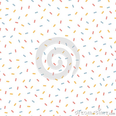 Seamless Bright confetti vector party pattern. Colorful sugar sprinkle design on a white background Vector Illustration