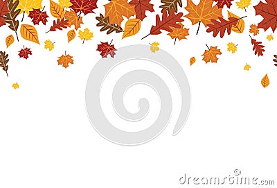 Seamless Bright Fall Autumn Leaves Border 1 Vector Illustration