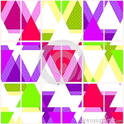 Seamless bright geometrical triangles pattern on white Stock Photo