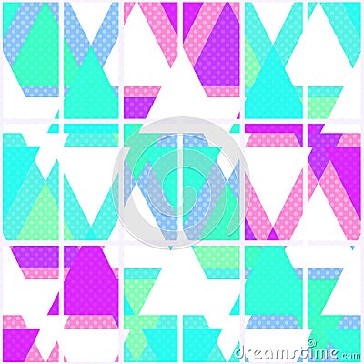 Seamless bright geometrical triangles pattern on white Stock Photo