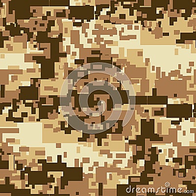 Seamless Brown Camouflage with digital design pattern Stock Photo