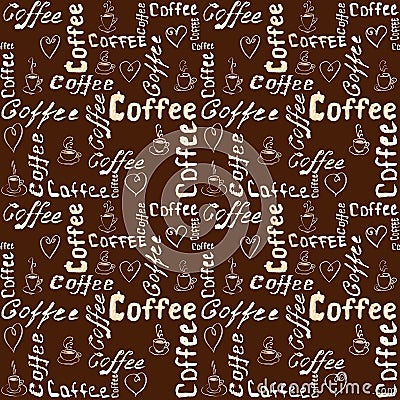 Seamless brown coffee pattern Stock Photo
