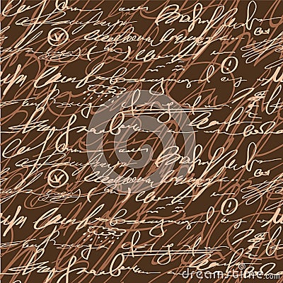 Seamless brown elegance hand write pattern Vector Illustration