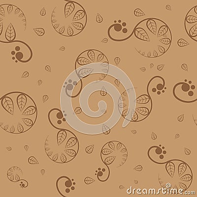 Seamless brown floral pattern. Vector Vector Illustration