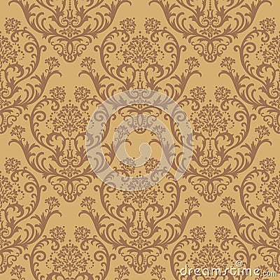 Seamless brown floral wallpaper Vector Illustration