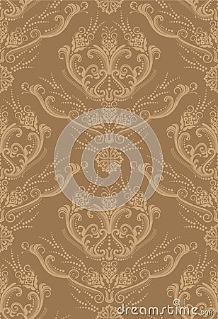 Seamless brown floral wallpaper Vector Illustration