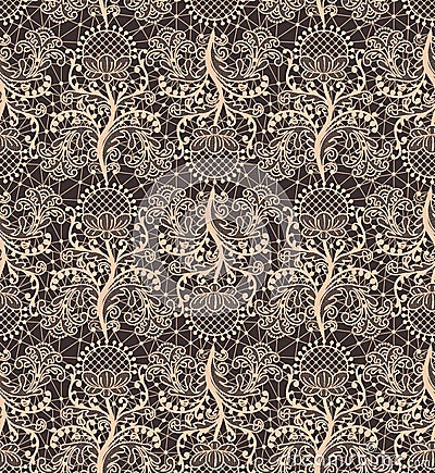 Seamless beige lace Vector Illustration