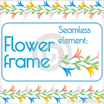 Seamless brush for a photo frame of flowers. Vector. Vector Illustration