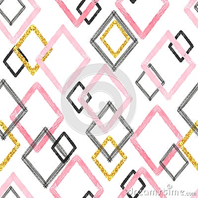 Seamless brush strokes pattern. Geometric background. Vector Illustration