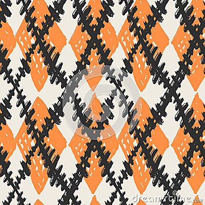 Seamless brushpen doodle pattern grunge texture.Trendy modern in Vector Illustration