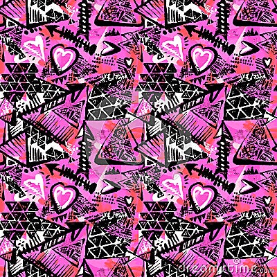 Seamless brushpen textile doodle pattern grunge texture Vector Illustration