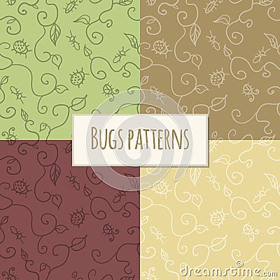 Seamless bugs pattern Vector Illustration