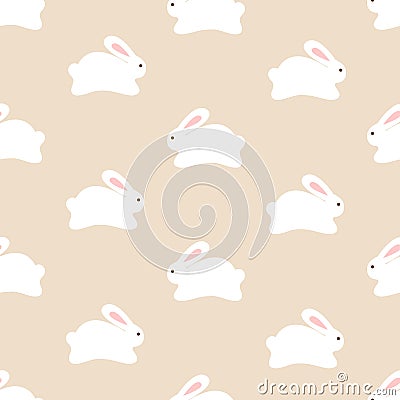 Seamless bunny pattern on white background Vector Illustration