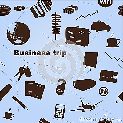 Seamless business trip pattern Vector Illustration