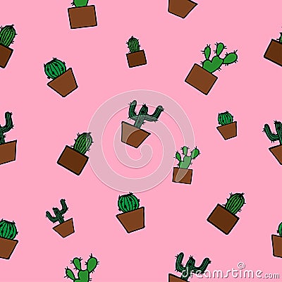 Seamless cactus pattern. Stock Photo