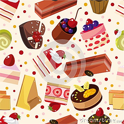 Seamless cake pattern Vector Illustration