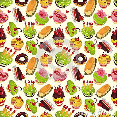 Seamless cake pattern Vector Illustration