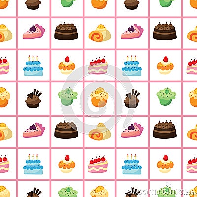 Seamless cake pattern Vector Illustration