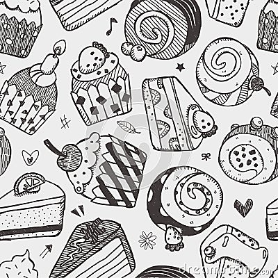 Seamless cake pattern Vector Illustration