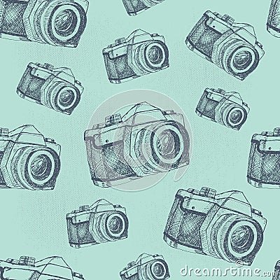 Seamless camera pattern Vector Illustration