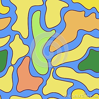 Seamless camouflage islands and rivers pattern Vector Illustration