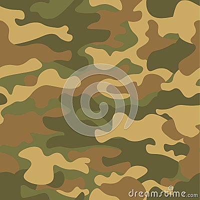 Seamless camouflage pattern. Khaki texture, vector illustration. Camo print background. Abstract military style backdrop Vector Illustration