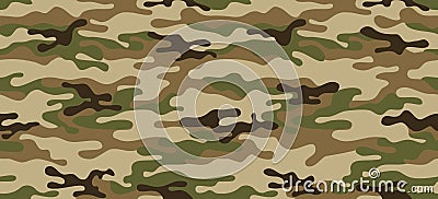 Seamless camouflage pattern. Khaki texture, vector illustration military repeats army green hunting Vector Illustration