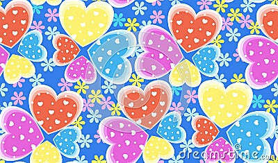 Seamless candy color hearts pattern, Valentines Vector Illustration