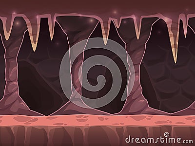 Seamless cartoon cave landscape Stock Photo