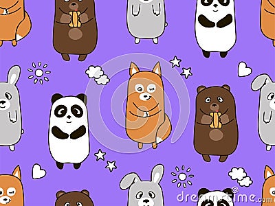 Seamless cartoon pattern for children Vector Illustration