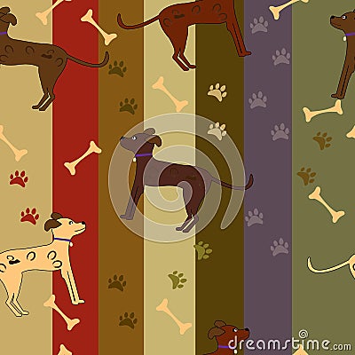 Seamless cartoon dog pattern Vector Illustration