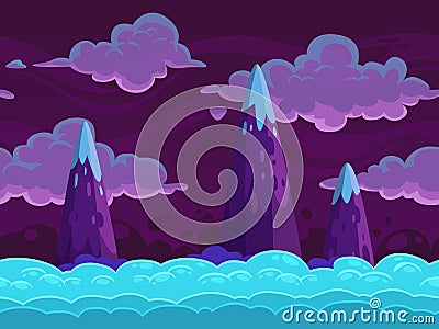 Seamless cartoon horizontal cloudscape Stock Photo