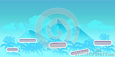 Seamless cartoon nature landscape with different platforms and separated layers for games.Ready for parallax effect Vector Illustration