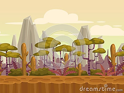 Seamless cartoon nature landscape Stock Photo