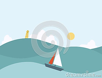 Seamless Cartoon Nature Marine Landscape, Vector Illustration Vector Illustration