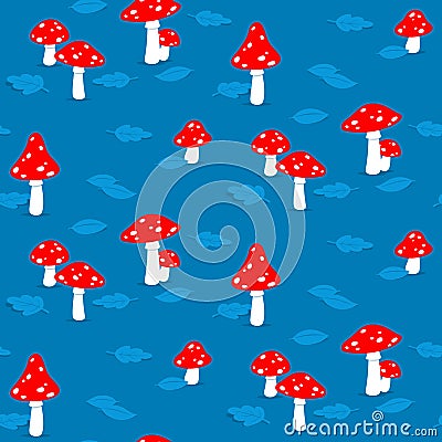 Seamless cartoon toadstool background pattern Vector Illustration