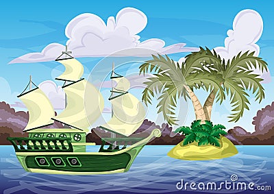 Seamless cartoon vector island with separated Vector Illustration