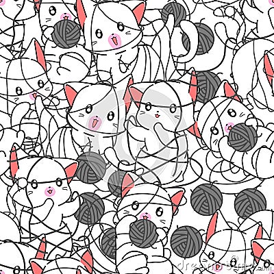 Seamless cats are naughty pattern. Vector Illustration